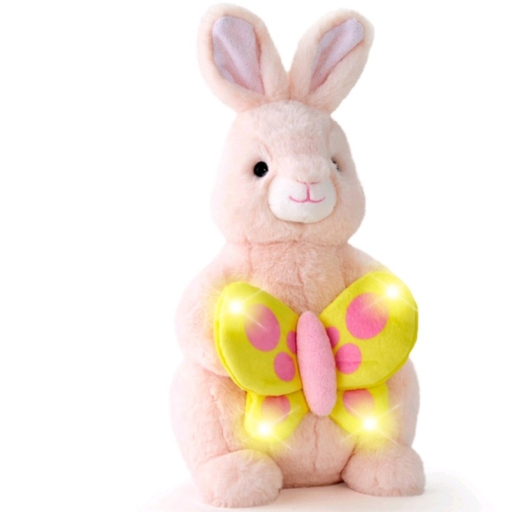 FAO Schwarz 12" glow brights bunny plush holding a butterfly! NWT